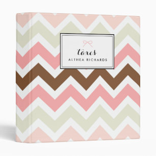 Pink & Brown Chevron Pattern Personalized Binder