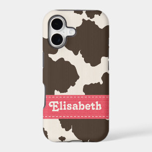 Pink Brown Cow Print
