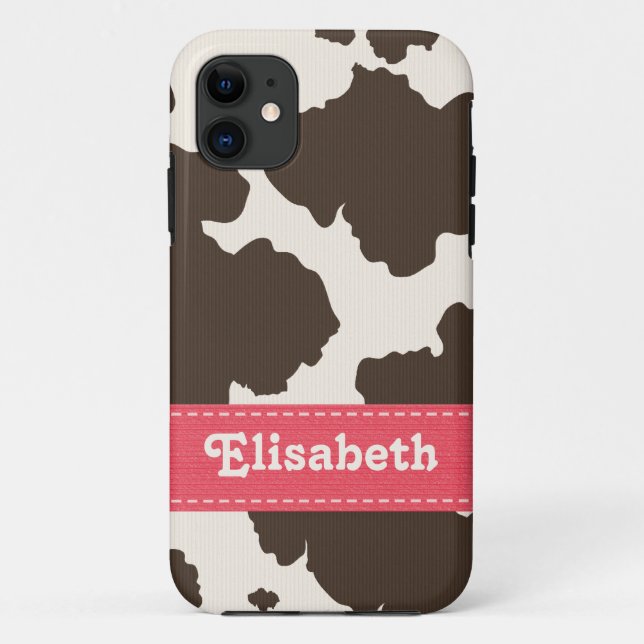 Pink Brown Cow Print Case-Mate iPhone Case (Back)