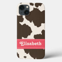 Pink Brown Cow Print