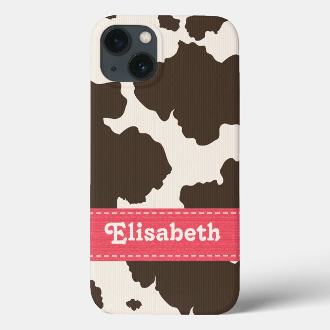 Pink Brown Cow Print Case-Mate iPhone Case (Back)