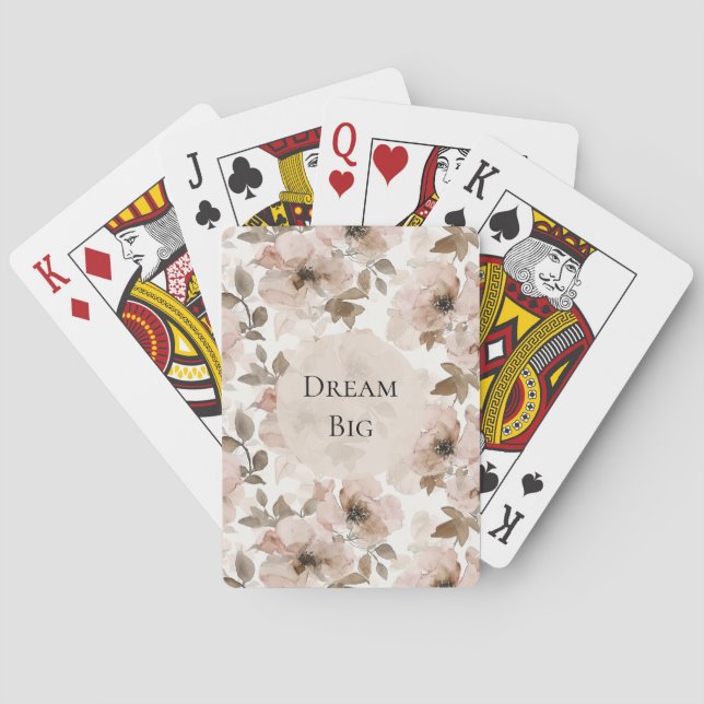 Pink Brown Cowgirl Southwestern Floral Playing Cards (Back)