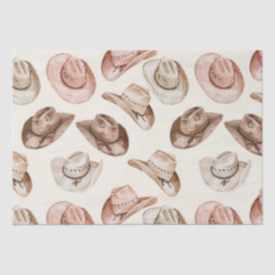 Pink Brown Cowgirl Southwestern Hats Birthday Tissue Paper