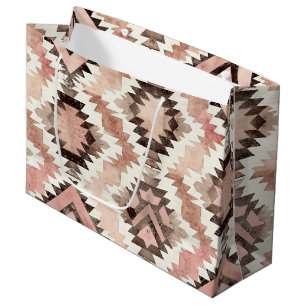 Pink Brown Cowgirl Southwestern Tribal Birthday Large Gift Bag