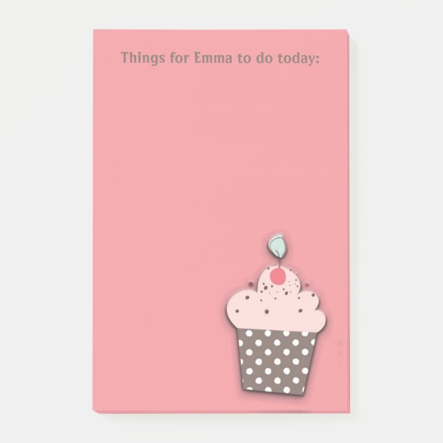 Pink Brown Cupcake Personalized To Do List Post-it Notes (Front)