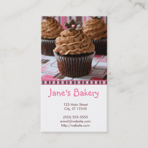Pink & Brown Cupcakes Business Card