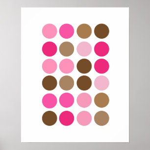 Pink & Brown Dots Modern Art Pattern Abstract Poster