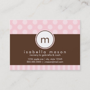 Pink & Brown Dots & Stripes Mommy Card
