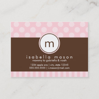 Pink & Brown Dots & Stripes Mommy Card