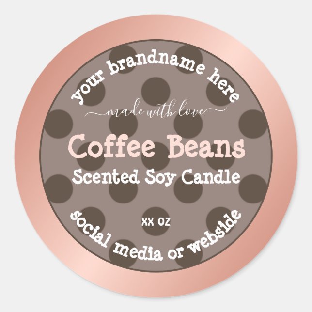 Pink Brown Dotted Pattern Product Packaging Labels (Front)