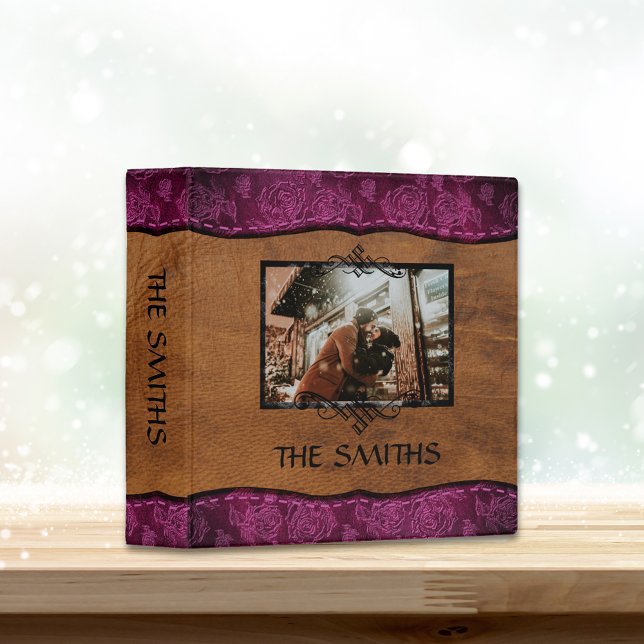 Pink+Brown Faux Leather Family Scrapbook Album Binder (Creator Uploaded)
