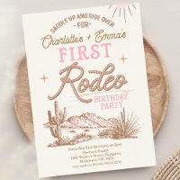 Pink Brown First Rodeo Joint Twins 1st Birthday 