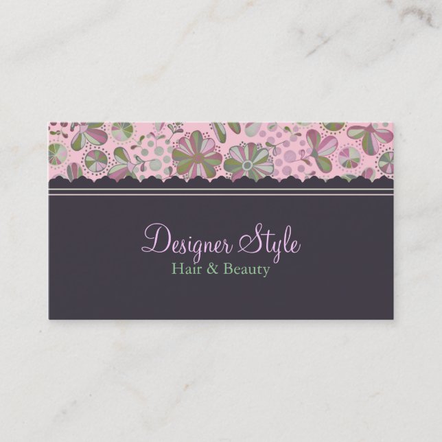 Pink & Brown Floral Business Card (Front)