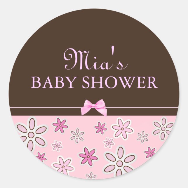Pink & Brown Floral Modern Sticker (Front)