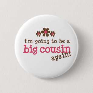 Pink/Brown Flower Big Cousin T-shirt 2 Inch Round Button