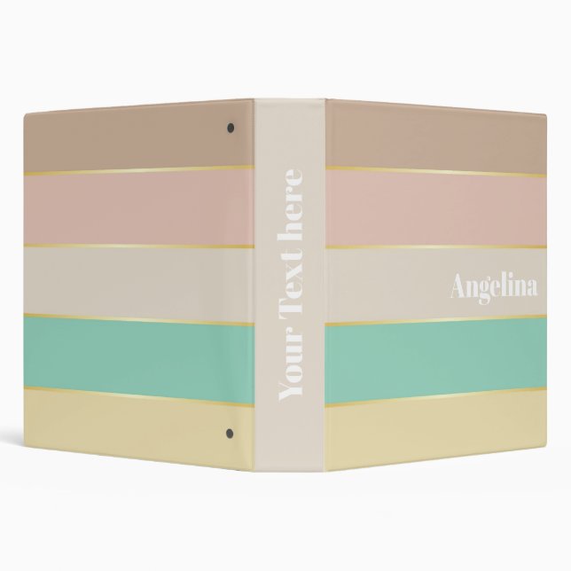 Pink brown gold Custom Summer Colour Block Stripes Binder (Background)