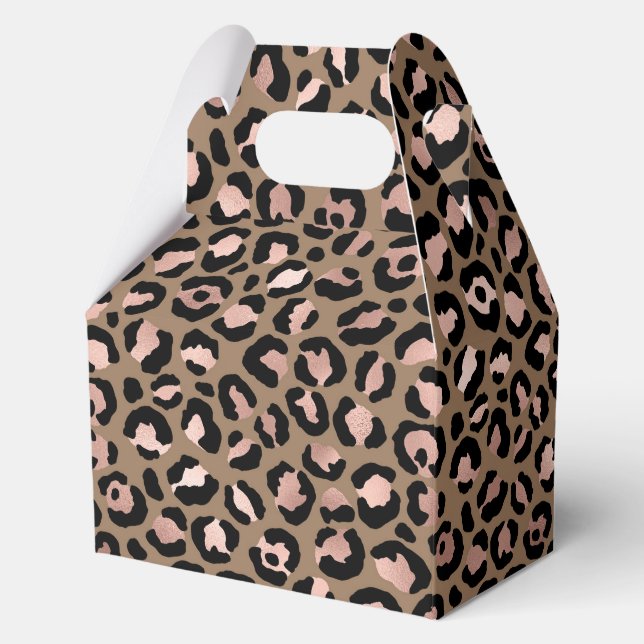 Pink Brown Leopard Favor Box (Front)
