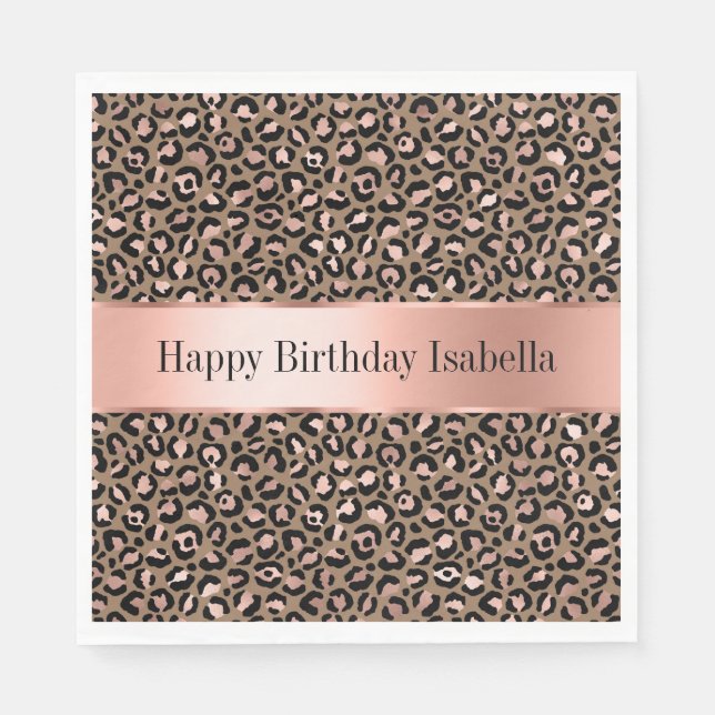 Pink Brown Leopard Napkin (Front)