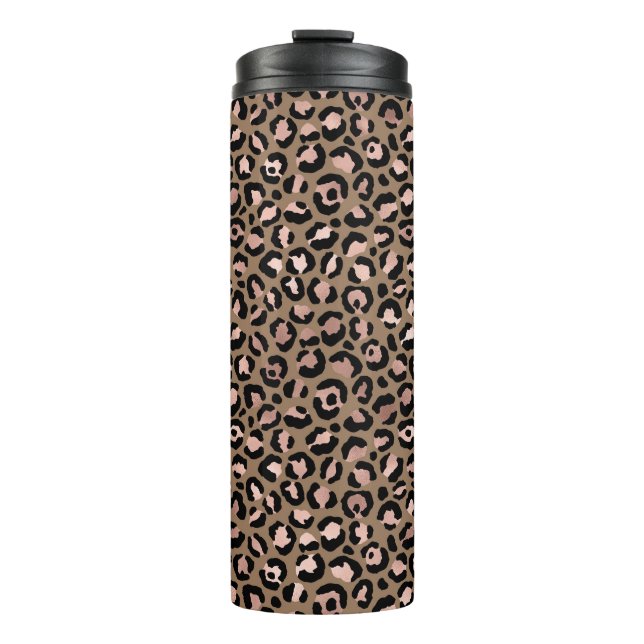 Pink Brown Leopard Thermal Tumbler (Front)