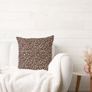 Pink Brown Leopard Throw Pillow