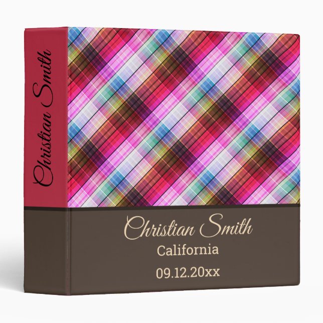 Pink brown Plaid Binder (Front/Spine)