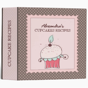 Pink & Brown Polkadots & Cupcakes Recipes 2 Binder