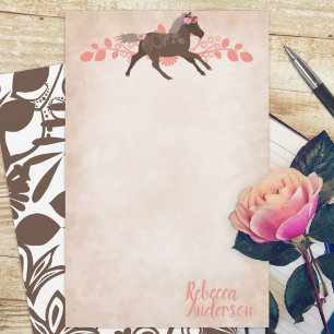 Pink, Brown Pony Personalized Stationery