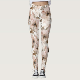 Pink Brown Southwestern Floral  Leggings