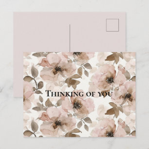 Pink Brown Southwestern Floral Thinking of you Postcard