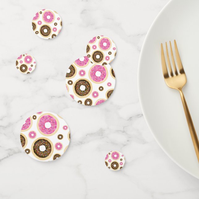 Pink & Brown Sprinkle Doughnuts Fun Party Table De Confetti (Group)