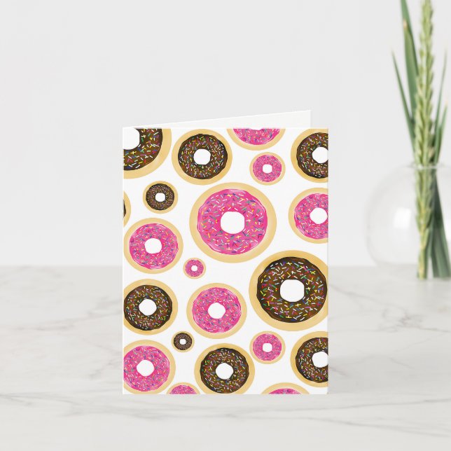 Pink & Brown Sprinkle Doughnuts Modern Birthday Pa Card (Front)