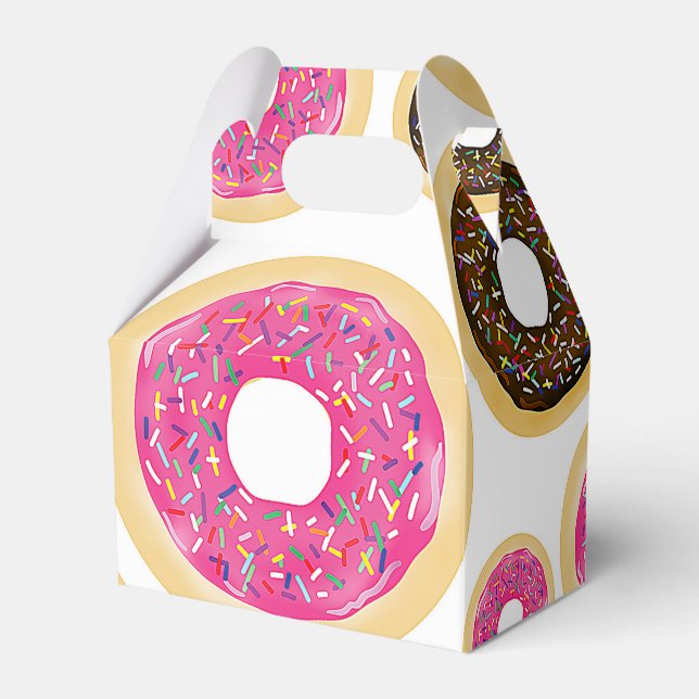 Pink & Brown Sprinkle Doughnuts Modern Birthday Pa Favor Box (Front Side)