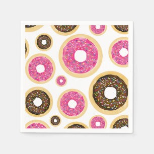 Pink & Brown Sprinkle Doughnuts Modern Birthday Pa Napkin
