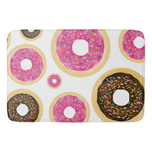 Pink & Brown Sprinkle Doughnuts Modern Fun Cute Bath Mat