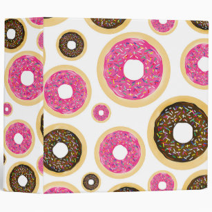 Pink & Brown Sprinkle Doughnuts Modern Fun Cute Binder
