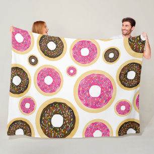 Pink & Brown Sprinkle Doughnuts Modern Fun Cute Fleece Blanket