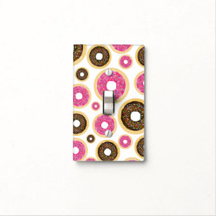 Pink & Brown Sprinkle Doughnuts Modern Fun Cute Light Switch Cover