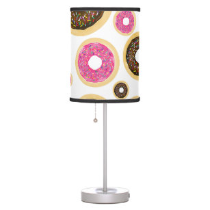 Pink & Brown Sprinkle Doughnuts Modern Fun Cute Table Lamp