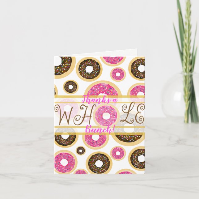 Pink & Brown Sprinkle Doughnuts Modern Thank You C (Front)