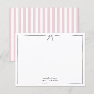 Pink , brown & Stripes a Note From Flat Note Card