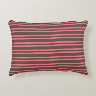 Pink Brown Stripes Seamless Pattern Accent Pillow
