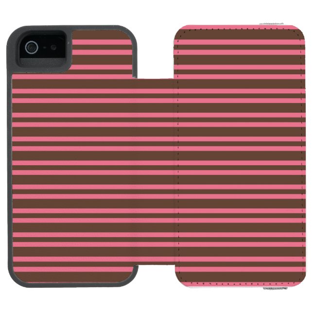 Pink Brown Stripes Seamless Pattern Incipio iPhone Wallet Case (Folio Open)
