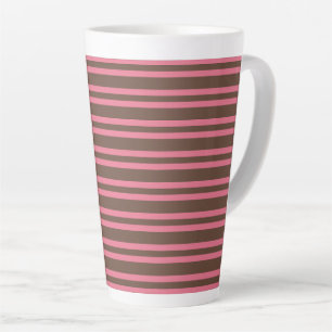 Pink Brown Stripes Seamless Pattern Latte Mug