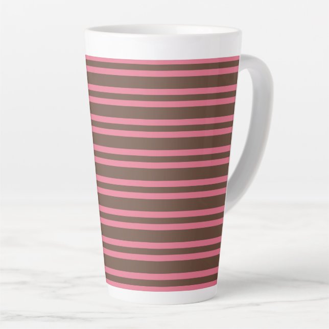 Pink Brown Stripes Seamless Pattern Latte Mug (Right Angle)