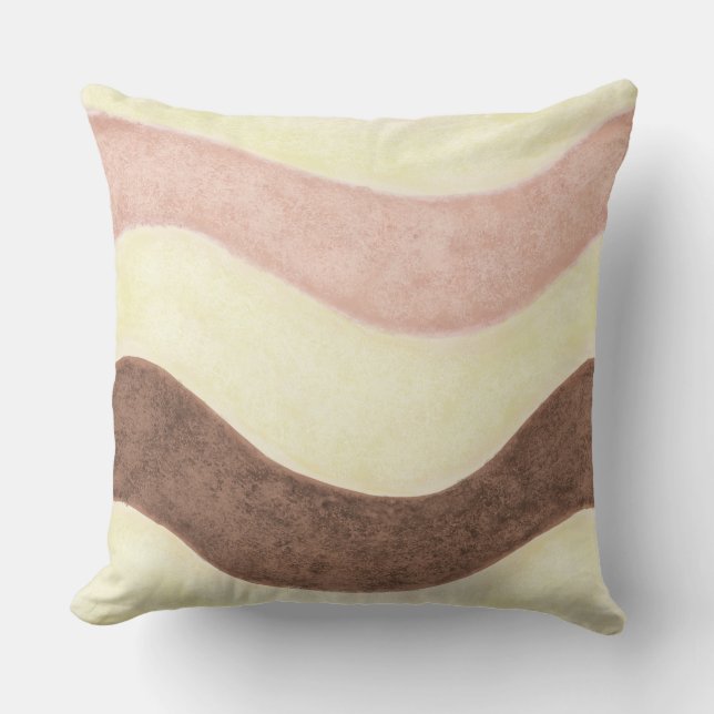 PInk & Brown Stripes Throw Pillow (Front)