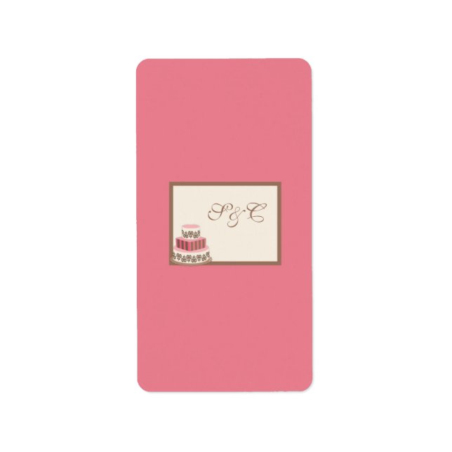 Pink/Brown Wedding Cake Miniature Candy Wrapper Label (Front)