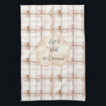 Pink Brown White Plaid Stripes Leaf Kitchen Towel<br><div class="desc">Pink Brown White Plaid Stripes Leaf</div>