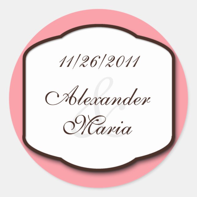 Pink Brown & White Wedding Envelope Seals (Front)