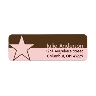 Pink & Brown with a Star Return Address Labels