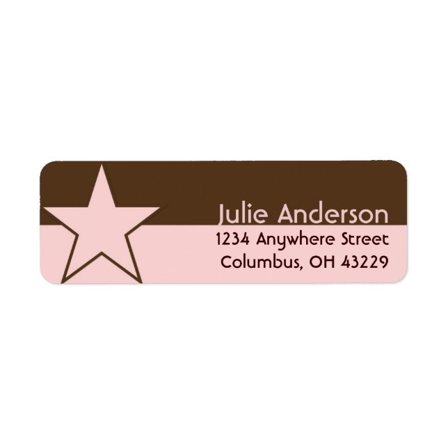 Pink & Brown with a Star Return Address Labels (Front)